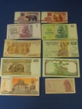 10 Foreign Currency Notes: 2 Russia, 2 Zimbabwe, 2 Egupt, Myanmar, Nepal, Cambodia, & Indonesia