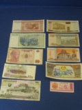 10 Foreign Currency Notes:Russia, Byelorus, Yugoslavia, Mongolia, The Congo, Cambodia, Laos, North K