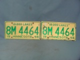 1956 Minnesota License Plates – Matching Pair – Have Some Wear