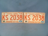 1974 Minnesota License Plates – Matching Pair – Have Some Wear