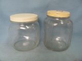 Glass Jars (2) – One With John Morrell Cover – No Cracks – 5 7/8 & 6 5/8 T