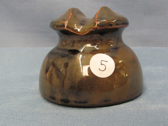 Vintage – Glazed Brown Ceramic – Brockway Telegraph Insulator – Marked With a “B” - Excellent Condit