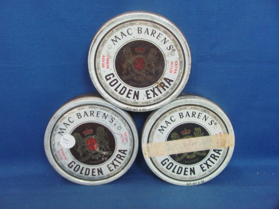 Mac Baren's Golden Extra Pipe Tobacco Tins (3) – Denmark - 4 5/8” D