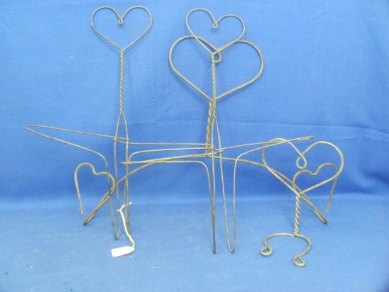Wireware Hanging Wall Decor With Hearts (4) – Largest is 17” W – Some Wear