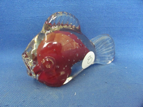 Lefton Red Fish Paper Weight With Bubbles – 3 3/4” L – 2 ½” H – No Chips or Cracks