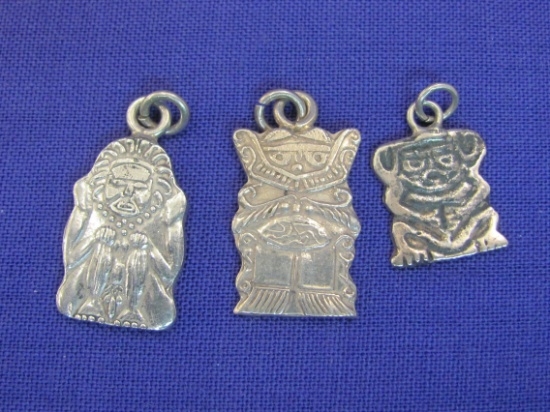 3 Mayan/Mexican? Charms - .900 Silver – 1” or less – 9.5 grams