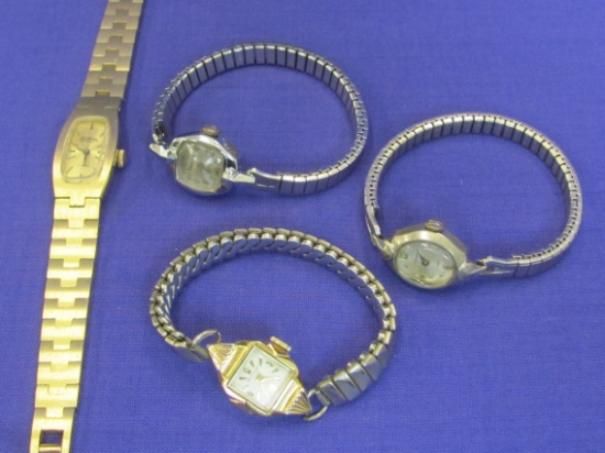 4 Vintage Woman's Wristwatches – 2 Waltham – 1 Westclox – Rhapsody Royale