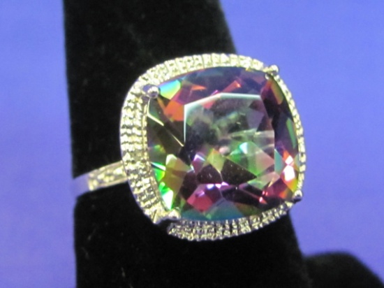 Sterling Silver Ring w Mystic Topaz – Size 7 – New w Tag – 3.1 grams