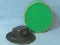 Vintage Plastic Salesman's Sample Black Fedora in Green Oval Hat Box
