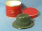 Vintage Green Plastic Salesman's Sample Hat in Red Stetson Hat Box
