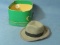 Vintage Grey Felt Salesman's Sample Fedora in green Rectangular “Mallory Hats” Box