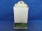 Metal Green & White Match Stick Holder – 6 1/8” T – Painted – Paper Stuck on Back