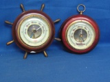 Two 1960s German ATCO Barometers – One Shaped Like Ship's Wheel -