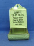 “Glenco Co-Op Oil Co.” - Light Green Metal Match-safe – 6” x 3 ¼” -