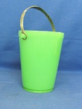 Unique  Pale Green Ice Bucket(?) - Similar to Jadeite – Silver Plated Handle? -