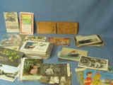Assorted Lot of Postcards 1907-and later -  2 Leather