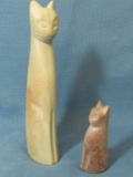 Carved Stone Siamese Cats – Smooth & Classic Design – 3 1/2” T & 8” T
