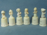 6 Precious Moments Collectible Thimbles – All w/ signature – 4 have years