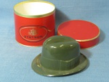 Vintage Green Plastic Salesman's Sample Hat in Red Stetson Hat Box