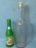 2 Vintage Bottles: 7-up Eau Claire, Wisconsin & Clear 12”T Bottle w/ Cork