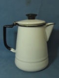 Enamelware Black & White Coffee Pot – 9 1/2” T x 5 1/4” DIA Base