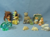 Mixed Lot 14 Items Mostly Animal Shaped Figurines 6” -2” Tall