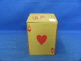 Wood Playing Cards Box Holder – Initials R.A. - 3 x 3 x 4 – Finish Wear/Nicks
