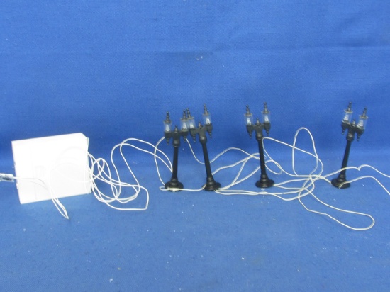 Dept 56 Village Accessories  4 Pieces - “Village Double Street Lamps” each appx 3 1/2” T