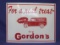 Porcelain Enamel Sign “For a real treat – try Gordon's” - 16 1/4” x 12 3/4” - Slightly Convex