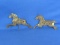 2 Old Cast Iron Horse Statues – Rusted – 7” Long -
