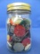 Vintage Hazel Atlas (Pint) Mason Jar Filled w. Vintage Buttons