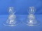 Pair of Pressed Glass Single Taper Candlesticks – Each Appx 4” T x 4 1/2” DIA base