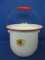 Vintage Enamelware (Red & White) Covered “Slop Bucket” 8” T with a 10” DIA Lid