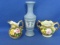 Glass Bud Vase in style of a Wedgwood & Vintage Enesco 1 Person Cream & Sugar 2-3” T