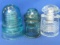 3 Glass Insulators: Beehive w/ Star Embossed, Hemmingray No. 9 & Pyrex IV