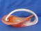 Pulled Glass Orange & White Cornucopia Bowl 9” L x 6” W x 6” Tall