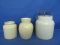 3 Stoneware Jars – No Chips, No maker's Markings – Bale Jar is 6 1/2”, “Vase” is 6” & smallest is 4