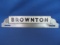 Vintage License Plate Topper “Brownton” 2 3/4” T x 11 3/4” L – Secured in a metal bracket