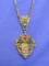 Fantastic Copper & Enamel Necklace – Mayan/Aztec Warrior – Made in Mexico – Marked w Crown