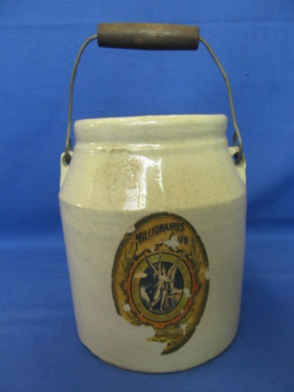 Stoneware Canning Jar with Paper Label “Millionaires Club Erie Preserving Co. Buffalo, NY”