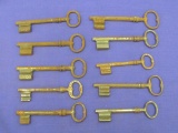 10 Large Size Iron Skeleton Keys – Unmarked – Longest is 5 1/8” - Some rust