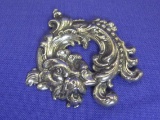 Silvertone Metal Pin/Brooch – Dolphin? Dragon? 2” wide – Good condition