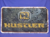 Metal Sign “Hustler” with Logo – Shot full of holes – 36” x 20 1/4”