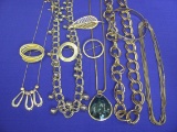 Goldtone Jewelry Lot: Necklaces – Pins – 1 Bangle Bracelet – 1 Necklace by Anne Klein