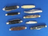 Nine Vintage Pocket Knives – Sabre – Imperial Prov. RI – EKA Sweden – & Unmarked -