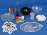 Assorted Glassware – Serving Dishes – Bowls – Salt & Pepper Shakers – More! -