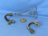 Lot of 4 Mismatched Handles, Hangers and Hooks – Metal -