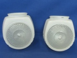 Pair of Vintage Frosted Glass Art Deco Bathroom Light Fixture Shades – Each Appx 5 1/2” T x 4 1/2” W