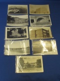 9 Vintage Postcards-- B& W Photos – Mostly of Structures