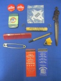 Mixed Lot of Smalls: 8 w/ Advertising: Fuller Brush Man, Lowenbrau Stein Pin, Empire Builder Pin & M